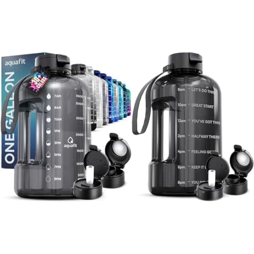 AQUAFIT 2 Pack 1 Gallon Water Bottles with Straw - BPA Free Gym Jug
