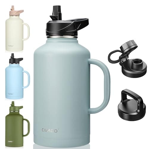 CIVAGO 64 oz Insulated Water Bottle with Straw & Handle, Black — Dreamy Sage