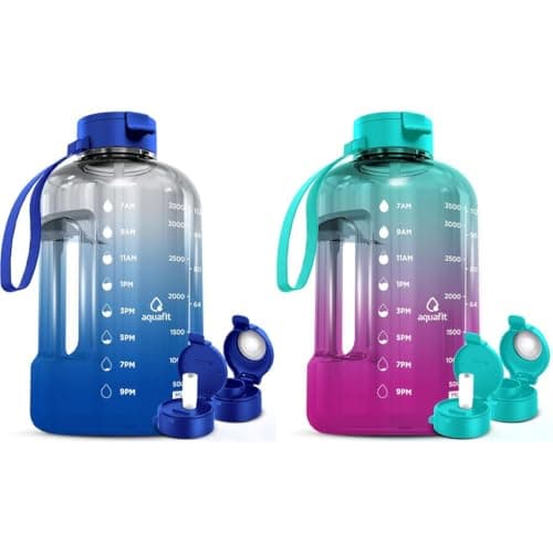 AQUAFIT 2 Pack 2 x 1 Gallon Water Bottle with Straw