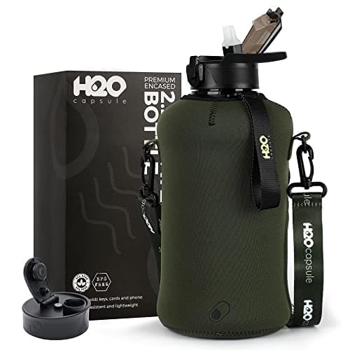 H2O Capsule 2.2L BPA Free Water Bottle with Handle & Straw Lid - Large Reusable Jug
