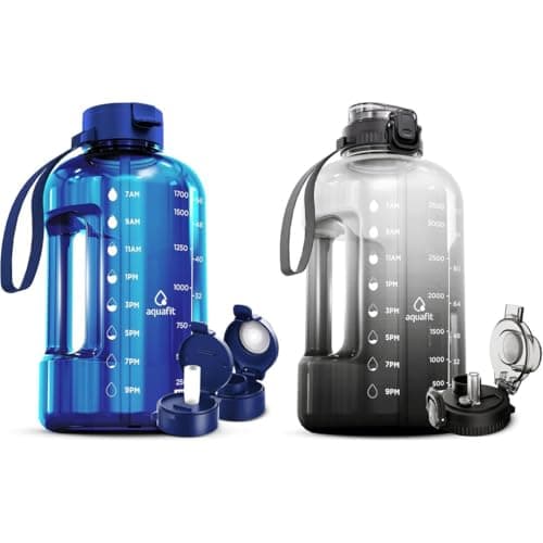 AQUAFIT 2 Pack: Half & Gallon Water Bottles with Time Markers