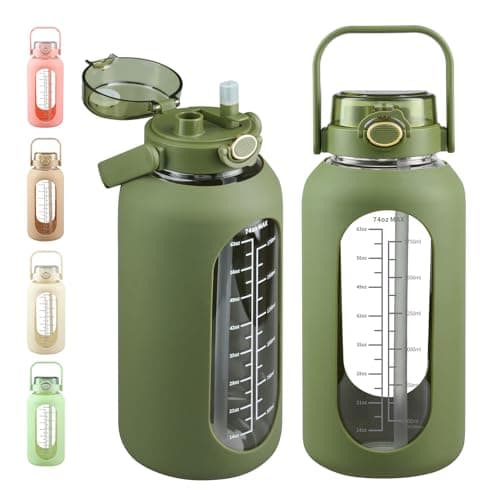 Sierozur 2.2 Liter Wide Mouth Water Bottle with Straw and Lid