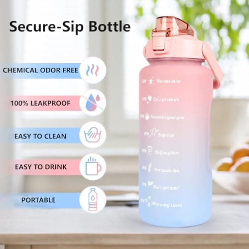 64 oz Leak-Proof Water Bottle with Time Marker & Straw Lid - Ideal for Hydration, Fitness, and Outdoor Activities