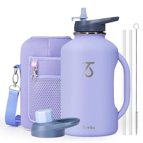 Trebo Double Wall Insulated 64oz Water Bottle with Straw Lid,Black — Midnight Blue