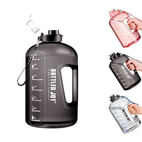 Dundun BPA-Free 1 Gallon Water Bottle with Time Markings for Sports and Camping — Black