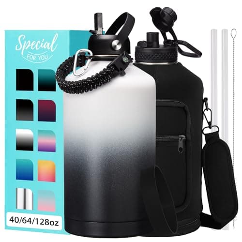 128 oz Insulated Water Bottle with Straw Lid - Perfect for Camping, Sports, and Gym