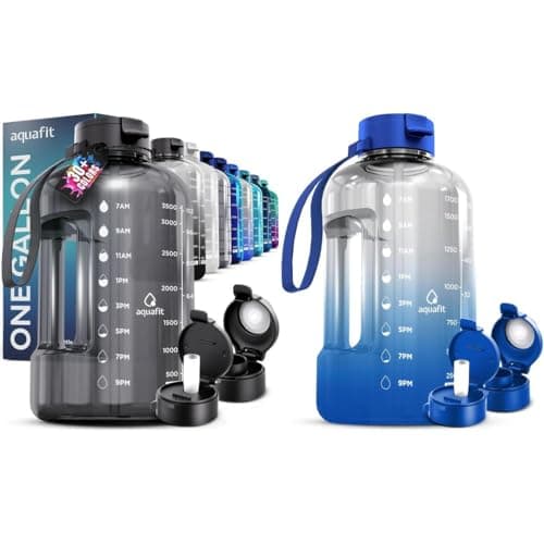 AQUAFIT 2-Pack: Half Gallon & 1 Gallon Water Bottles with Time Markers
