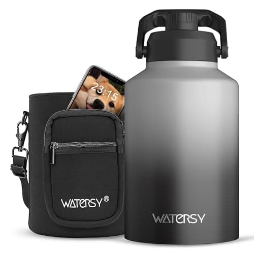 1 Gallon Insulated Water Bottle for Gym and Hiking, BPA Free & Leak Proof, 128oz Stainless Steel Jug — Gray