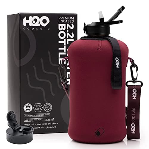 H2O Capsule 2.2L BPA Free Water Bottle with Handle & Straw Lid - Large Reusable Jug — Maroon