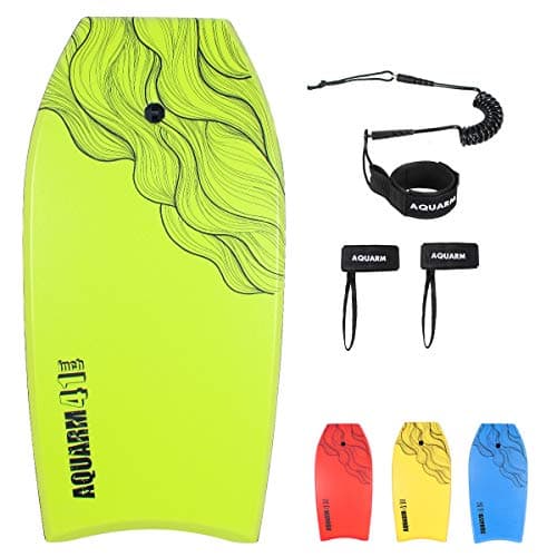 XPE Bodyboard 33/36/41-inch with Wrist Leash & Fin Tethers, Lightweight & Ideal for All Ages