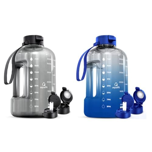 AQUAFIT 2 Pack 2 x 1 Gallon Water Bottle with Straw - BPA Free Gym Jug