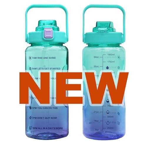Large Motivational Water Bottle with Time Marker, Leakproof & BPA Free, 64oz-128oz — 64oz-Clear:Yough&Intention