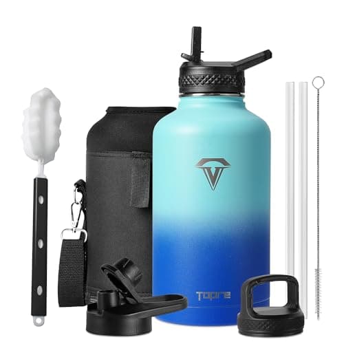 64 oz Insulated Stainless Steel Water Bottle, Black — Green/Blue