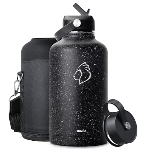 Buzio 1 Gallon Stainless Steel Water Jug, Black Keep Cold 48H & Hot 24H — Starry Black