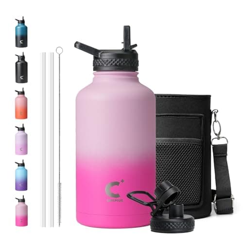 Coolplus Insulated 64 oz Stainless Steel Water Bottle, Keep Cold 48 Hrs, Blue Black — Pink