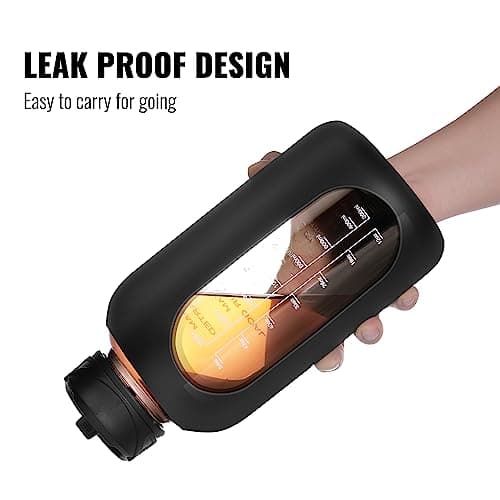 CIVAGO 64 oz Motivational Water Bottle with Straw, Black