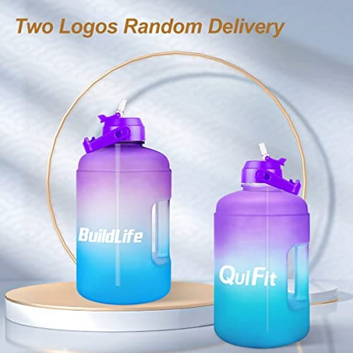1 Gallon Water Bottle with Straw and Time Marker - Leak-Proof BPA Free Reusable Large Capacity Water Jug