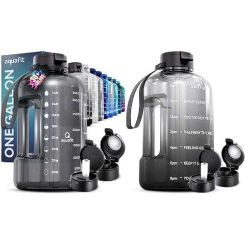 AQUAFIT 2 Pack - 2 x 1 Gallon BPA Free Water Bottle with Straw