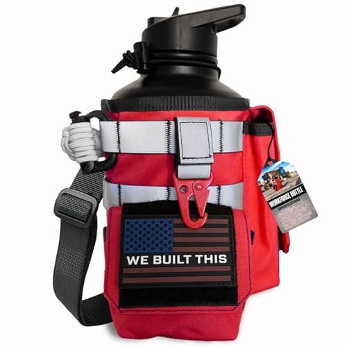 Iron Infidel 64 oz Insulated Stainless Steel Water Bottle | Hiking, Camping, Workouts (Black) — Red