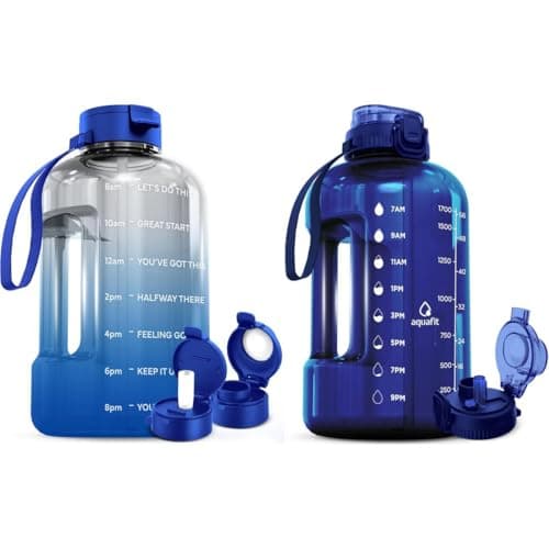 AQUAFIT 2-Pack: Half Gallon & 1 Gallon Water Bottles with Time Markers