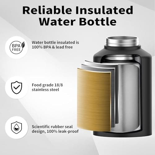 1 Gallon Insulated Water Bottle for Gym and Hiking, BPA Free & Leak Proof, 128oz Stainless Steel Jug