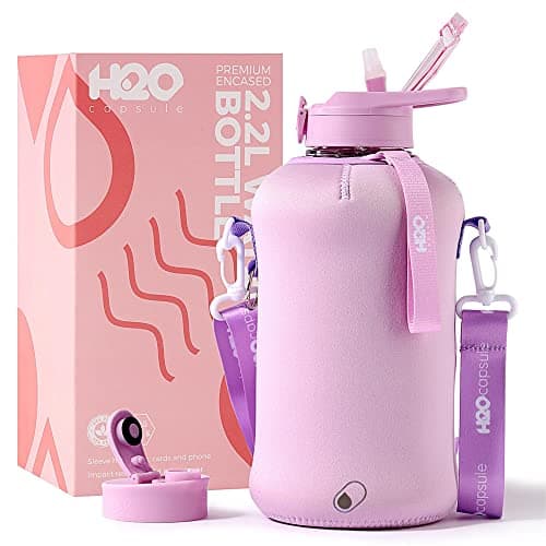 H2O Capsule 2.2L BPA Free Water Bottle with Handle & Straw Lid - Large Reusable Jug — Lilac