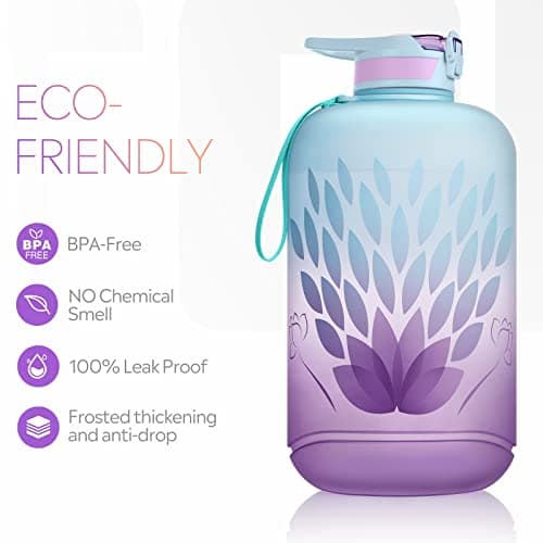 TOBA Leakproof 1 Gallon 128 oz Large Sports Water Bottle Petal BPA Free Pet Motivational