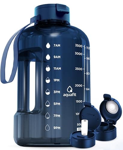 AQUAFIT 1 Gallon Water Bottle for Gym with Time Marker and Straw Lid - BPA Free Big Water Jug - Gray — Nebula 2