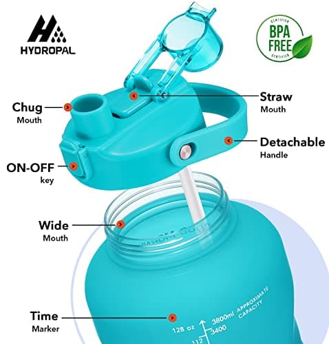 HydroPal 1 Gallon Water Bottle with Straw, BPA Free, Gym Fitness Camp