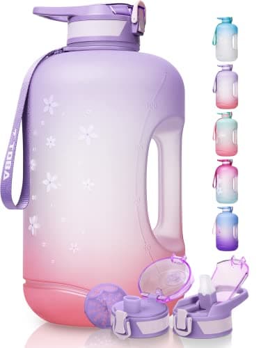 TOBA Green Flower 1 Gallon BPA Free Motivational Water Bottle — Purple Orange Snowflake