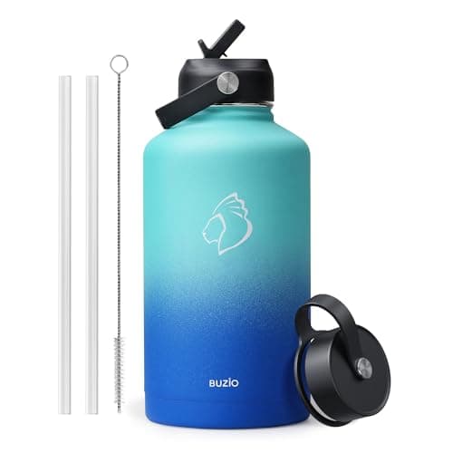 Buzio 1 Gallon Stainless Steel Water Jug, Black Keep Cold 48H & Hot 24H — Caribbean Blue