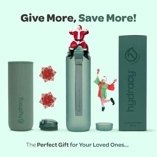 Hydracy Large BPA-Free Water Bottle with Time Marker & Fruit Infuser - Leak Proof & No Sweat Sleeve, Perfect for Fitness and Outdoors