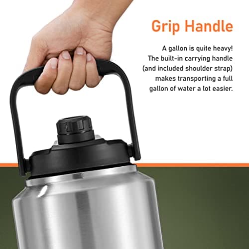 Stainless Steel Insulated 1 Gallon Water Bottle with Sleeve & Tactical Bag