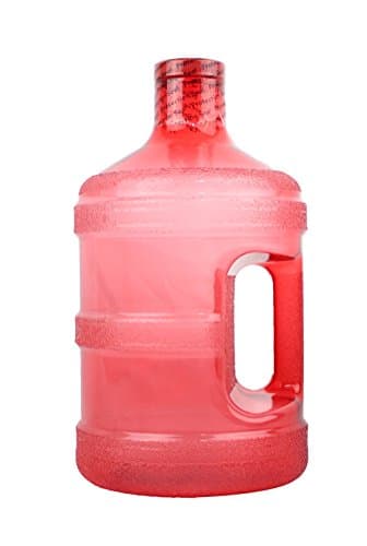 Blue 1 Gallon Round BPA Free Water Bottle (48mm Cap) — Red