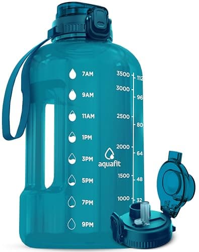 1 Gallon Water Bottle with Time Marker and Straw - BPA Free - Gray — Aqua