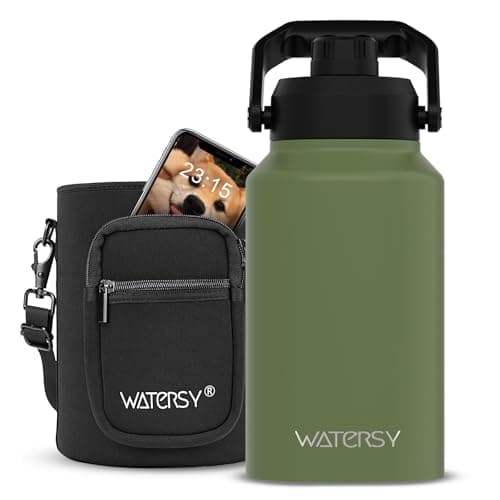 1 Gallon Insulated Water Bottle for Gym and Hiking, BPA Free & Leak Proof, 128oz Stainless Steel Jug — Olive Green