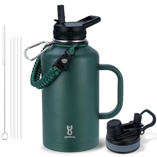 64 oz Insulated Water Bottle with Straw Lid & Handle, Perfect for Hiking & Sports