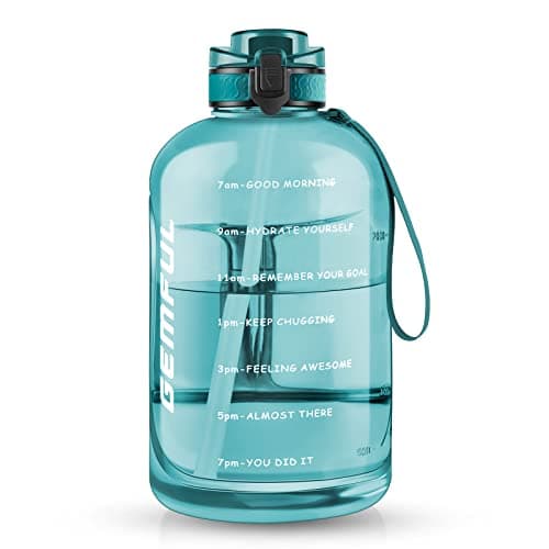 GEMFUL 3 Liter Straw Water Bottle with Time Marker — Cyan