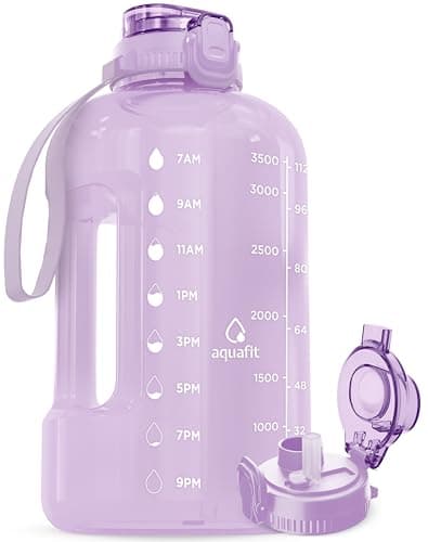 1 Gallon Water Bottle with Time Marker and Straw - BPA Free - Gray — Purple Haze
