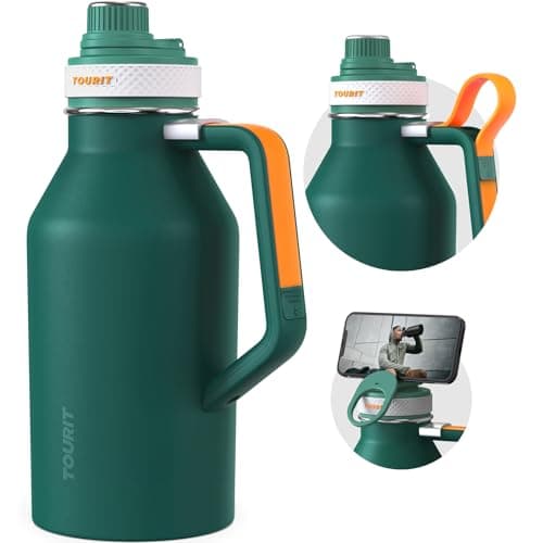 TOURIT 64oz Insulated Stainless Steel Water Bottle, Cold & Hot Hold, Wide Mouth Green