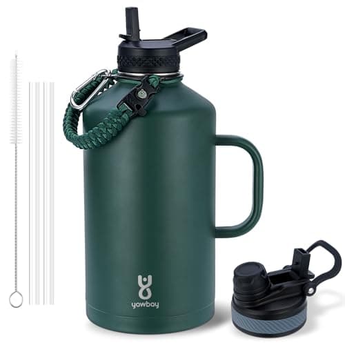 128 oz Insulated Water Bottle with Straw & Handle, Perfect for Hiking, Sports & Camping