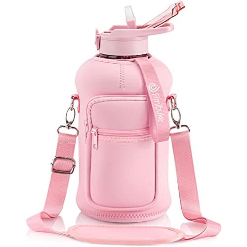 Fimibuke Half Gallon Leakproof Water Bottle with Handle & Straw — B2.Rose Pink