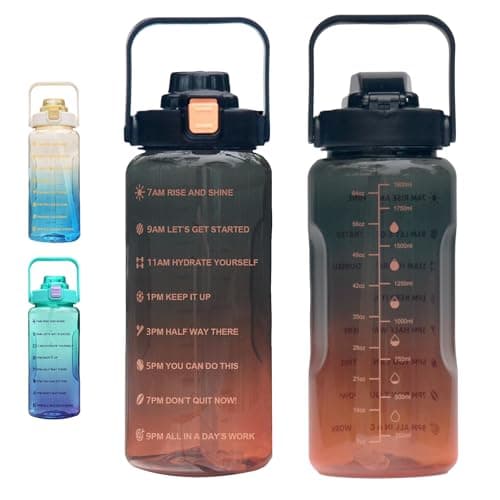 Large Motivational Water Bottle with Time Marker, Leakproof & BPA Free, 64oz-128oz