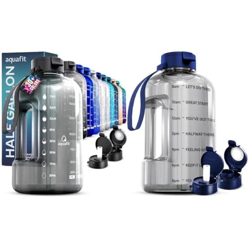 AQUAFIT 2 Pack - 1 Gallon & 64 oz Water Bottles with Straws - BPA Free