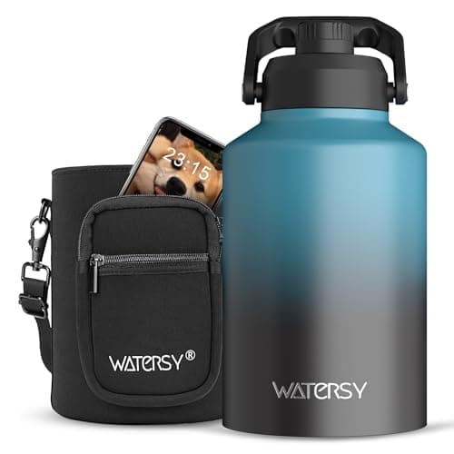 1 Gallon Insulated Water Bottle for Gym and Hiking, BPA Free & Leak Proof, 128oz Stainless Steel Jug — Blue Lake
