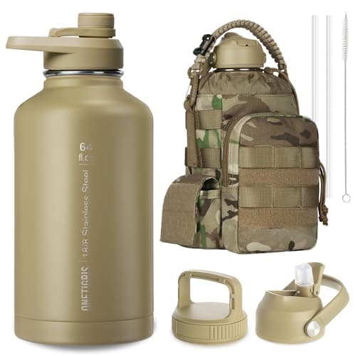 OneTigris 64 oz Insulated Stainless Steel Water Bottle with Straw & Paracord Handle — CamoColor