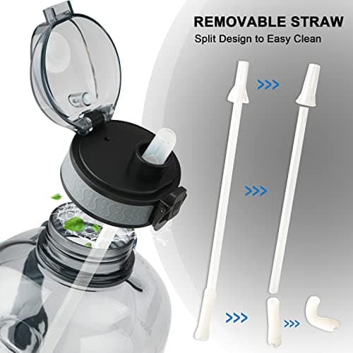 GEMFUL 3 Liter Straw Water Bottle with Time Marker