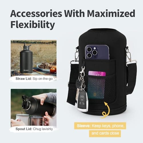 One Gallon Insulated Triple Wall Vacuum Cold Water Bottle for 48 Hrs & Leak-proof & Non-BPA
| 128oz Large Triple Wall Insulated Stainless Steel Water Jug with Paracord Handle Straw Spout & Stickers
| One Gallon Cold Insulated Water Bottle with Non-B