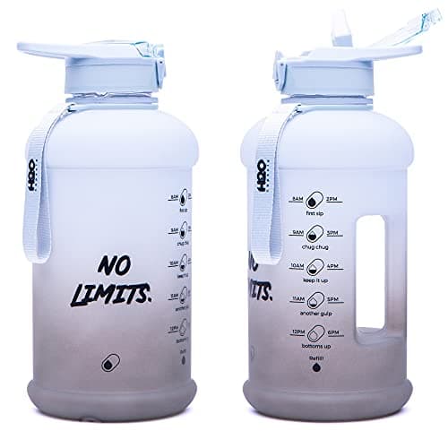 INSPO Half Gallon Water Bottle with Time Marker & Straw, BPA-Free Rocky Shore