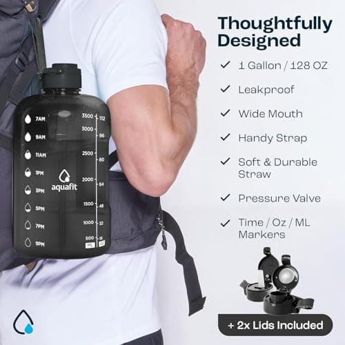 AQUAFIT 2 Pack 2 x 1 Gallon BPA Free Water Bottle with Straw